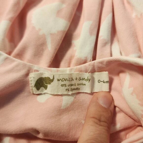 Monica + Andy Girls Pink/White Unicorn Dress with Long Sleeves Size 0-6 Months - Picture 3 of 5